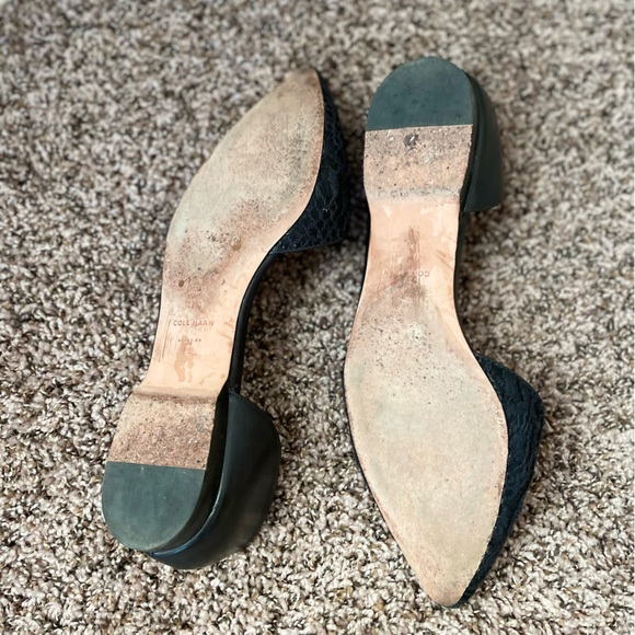 Cole Haan Black Leather and Lace D’Orsay Flats - 11 - Picture 3 of 4